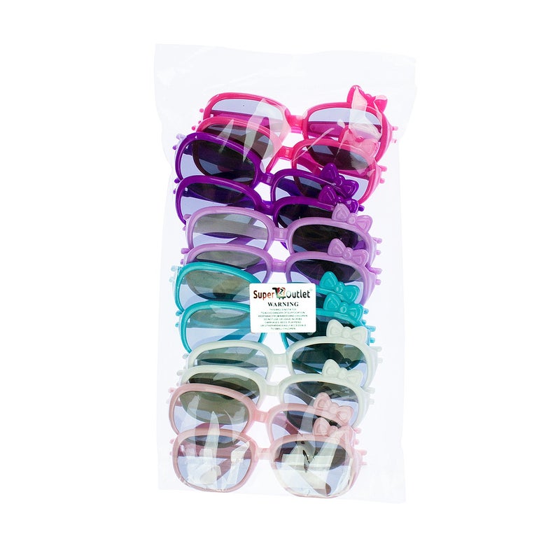 Super Z Outlet Plastic Color Assorted Round Style Girl Bow Children Sunglasses Shades Eye Wear for Party Prop Favors, Decorations, Toy Gifts (12 Pairs) - Image 4